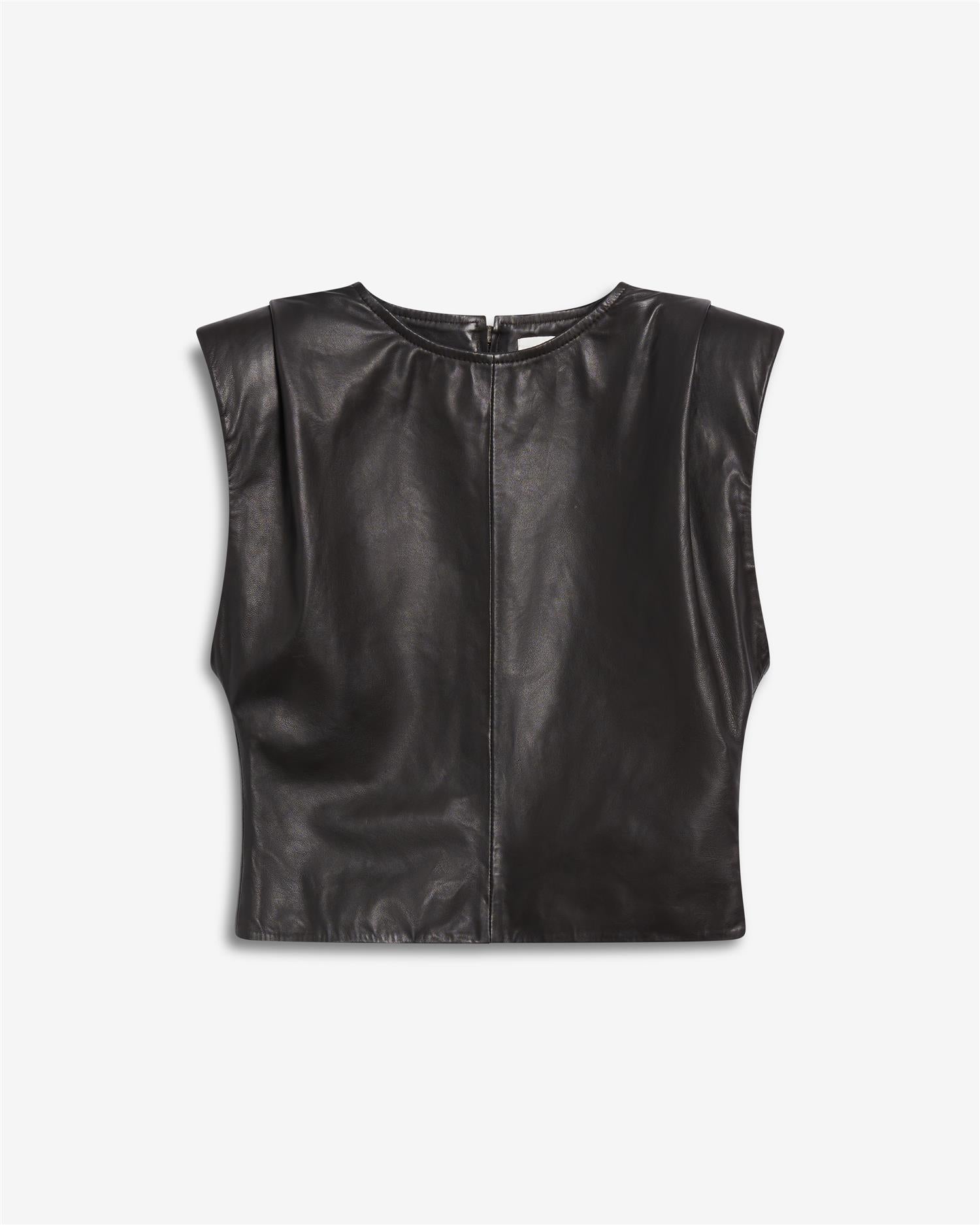 Bluser | Sunset Leather Top Espresso Brown